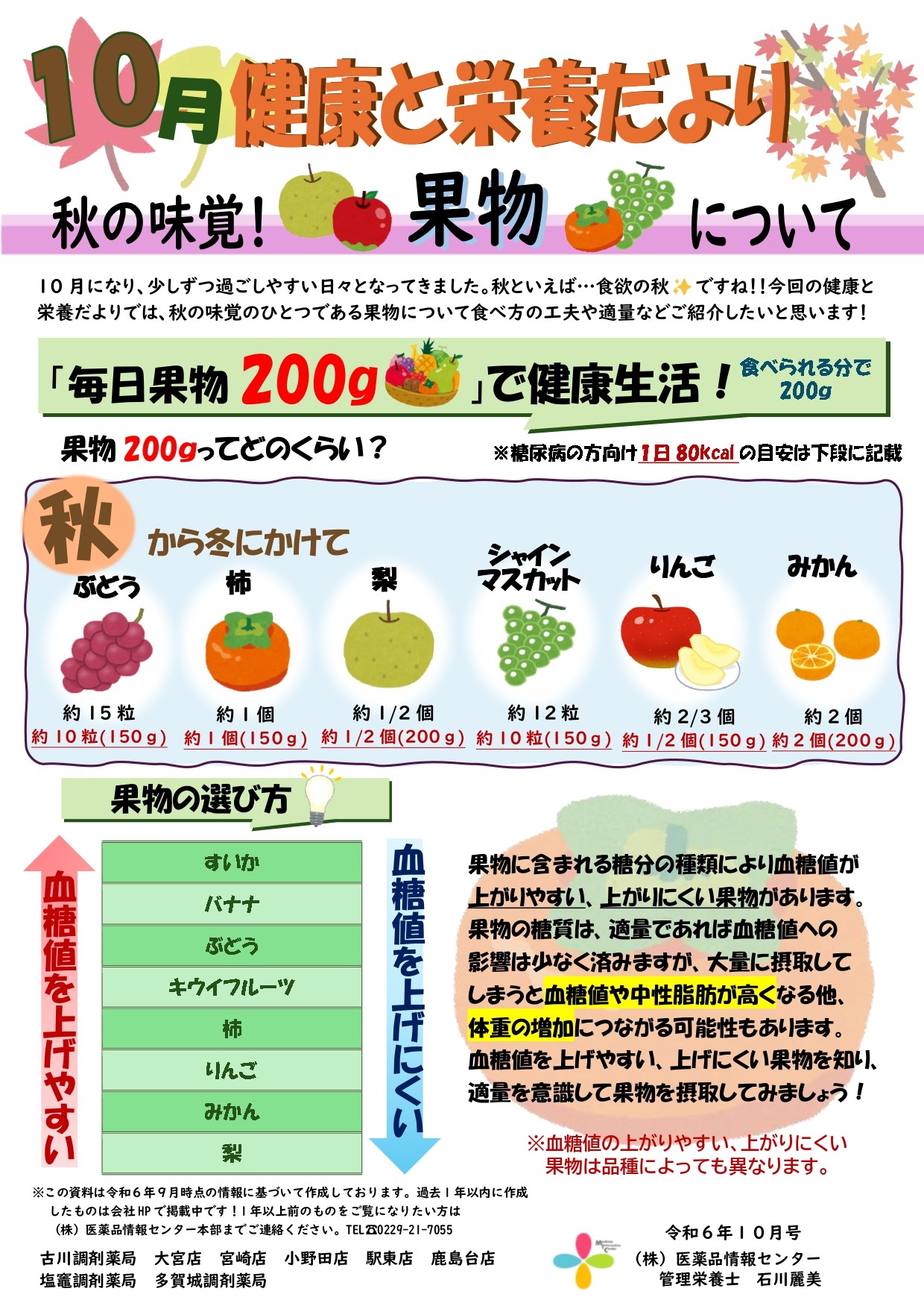 健康と栄養だより　R6.10月号　果物について_page-0001